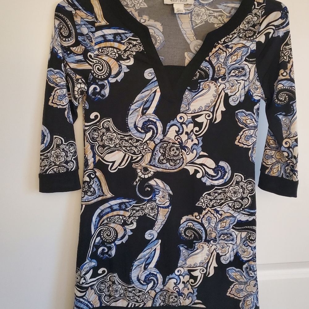 White House Black Market Elbow-Sleeve Dress, XS, V-neck